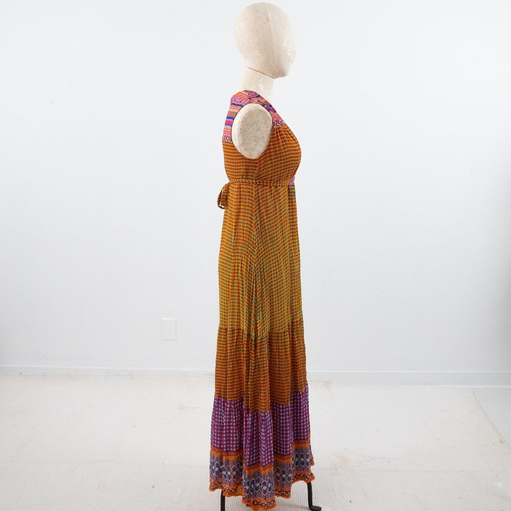 Anthropologie XS Boho Print Maxi Dress Orange - Picture 5 of 13